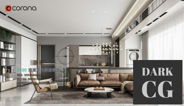 3D Scene Modern Style Living Room 2020 A107 Corona