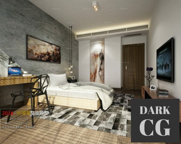 3D Scene Modern Style Bedroom Interior 53