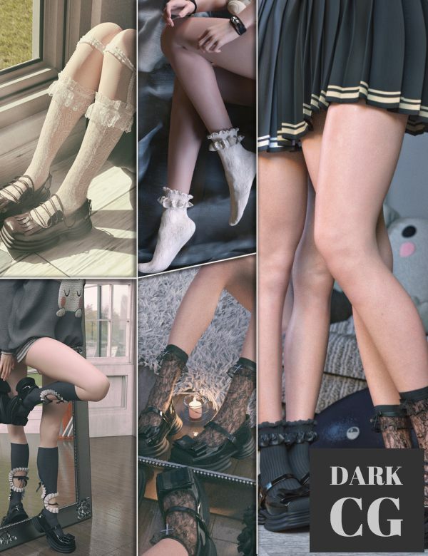KuJ Kawaii Fashion Socks and Shoes Collection I Daz3D, Poser: KuJ Kawaii Fashion Socks and Shoes Collection I
