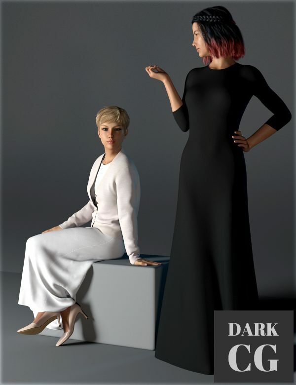 H&C dForce Simple Long Dress Outfit for Genesis 8 Female(s) Daz3D, Poser: H&C dForce Simple Long Dress Outfit for Genesis 8 Female(s)