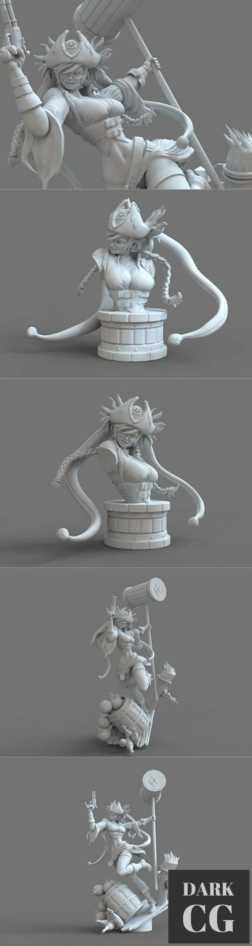 Harley Quinn Pirate Statue – 3D Print