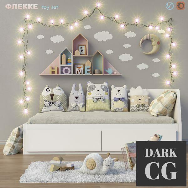 3D Model Toys and daybed IKEA FLEKKE