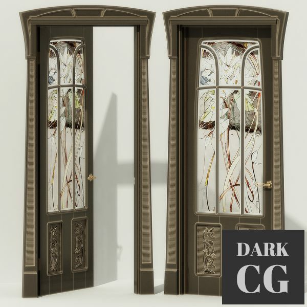 3D Model Stained glass door modern