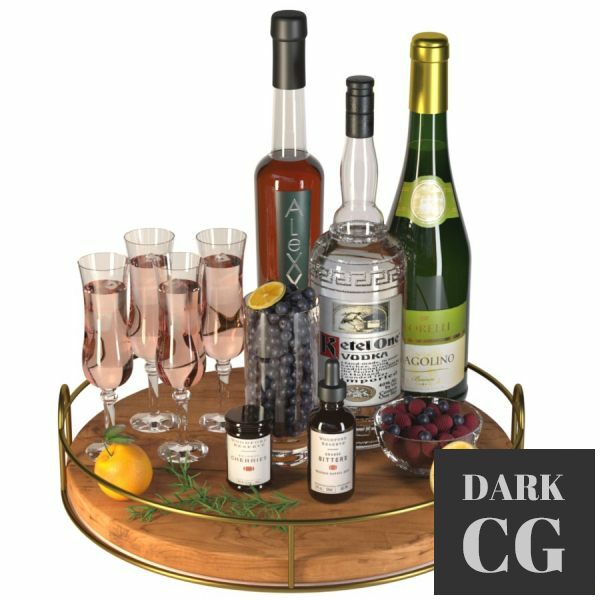 3D Model Alcoholic Champagne Set