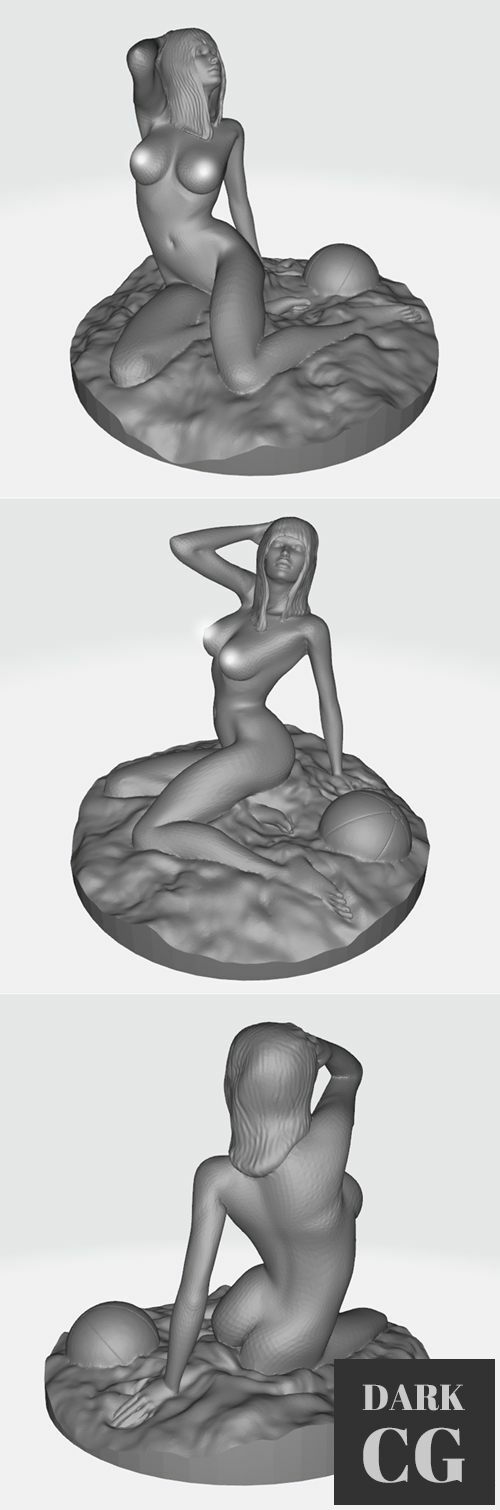 Beach Girl NUDE – 3D Print