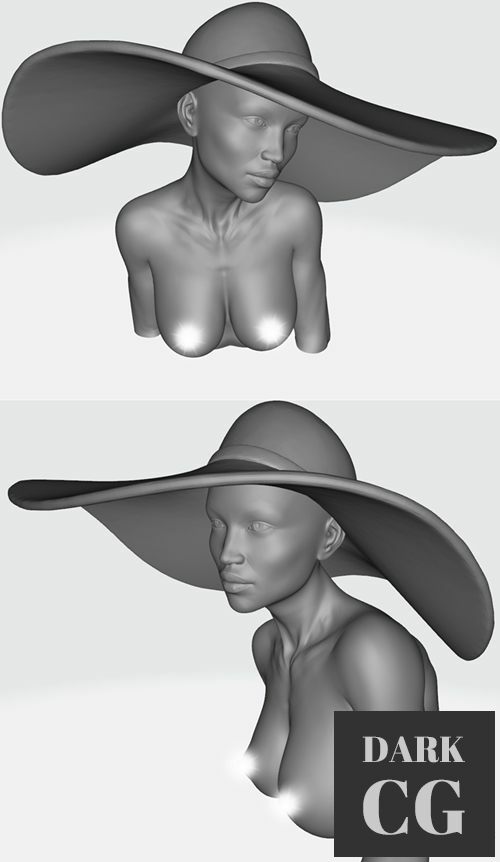 3D Model Woman wearing a hat 3D Print