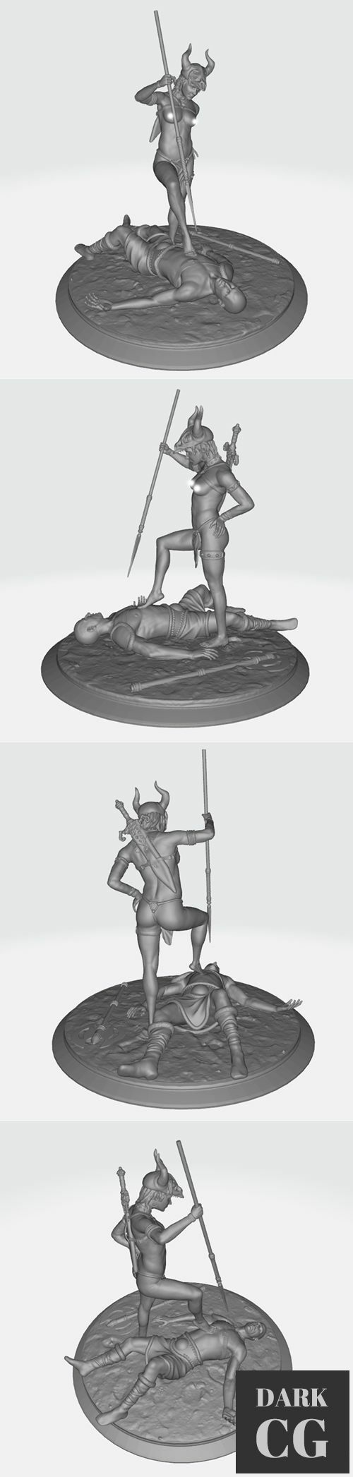 3D Model Amazon warrior girl with the spiarr 3D Print