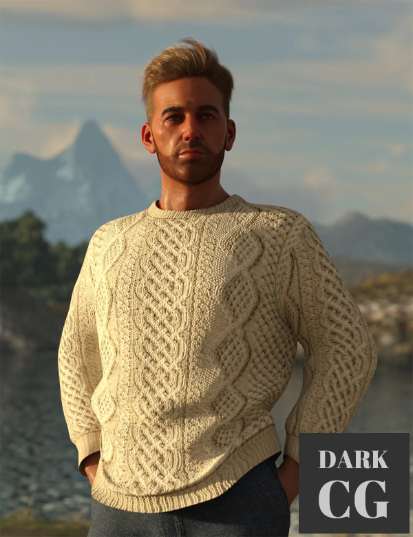 Daz3D, Poser: dForce Aran Sweater Outfit for Genesis 8 Males