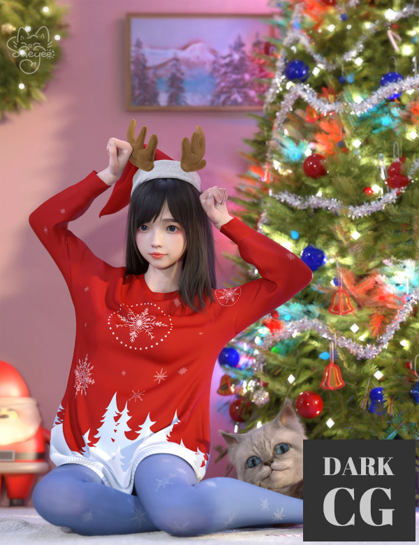 Daz3D, Poser: dForce SU Cute Christmas Suit for Genesis 8 and 8.1 Females