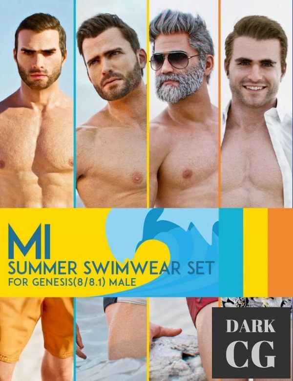 Daz3D, Poser: MI Summer Swimwear Set for Genesis 8 and 8.1 Males