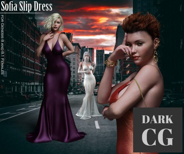 Daz3D, Poser: Sofia Slip Dress for Genesis 8 and Genesis 8.1 Females