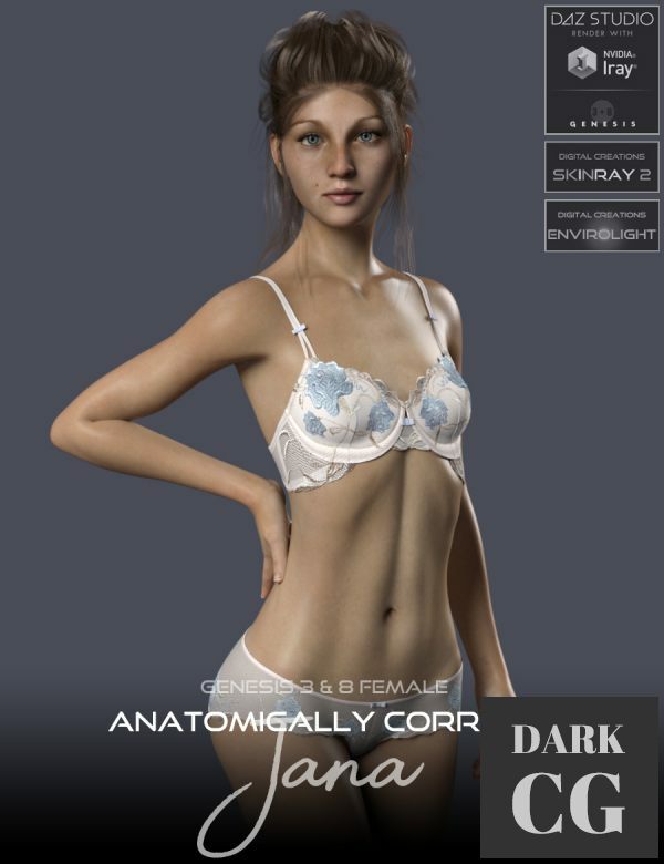 Anatomically Correct Jana for Genesis 3 and Genesis 8 Female