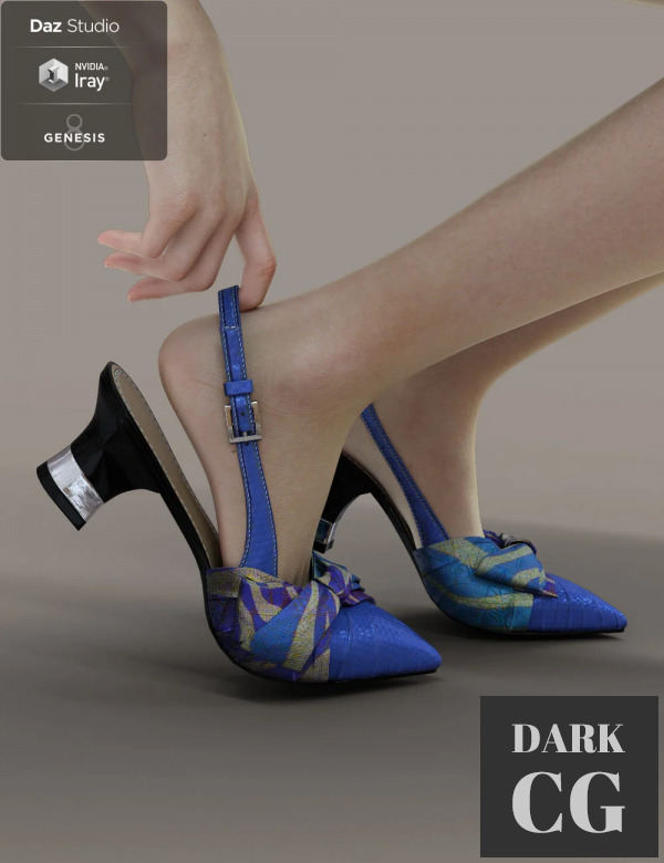 Jiwoo Sling Back Heels for Genesis 8 Female(s) Daz3D, Poser: Jiwoo Sling Back Heels for Genesis 8 Female(s)