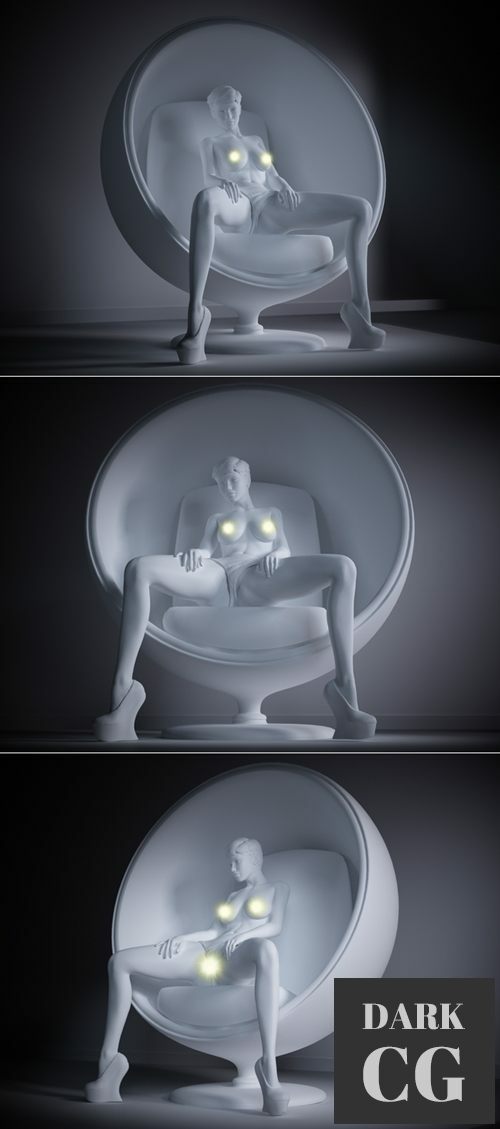 Sexy nude girl sitting – 3D Print