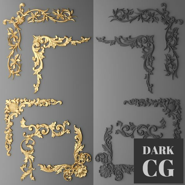 3D Model Stucco set corner elements