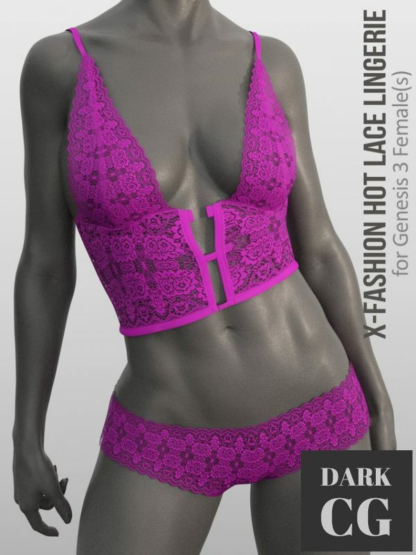X-Fashion Hot Lace Lingerie for Genesis 8 Females Daz3D, Poser: X-Fashion Hot Lace Lingerie for Genesis 8 Females