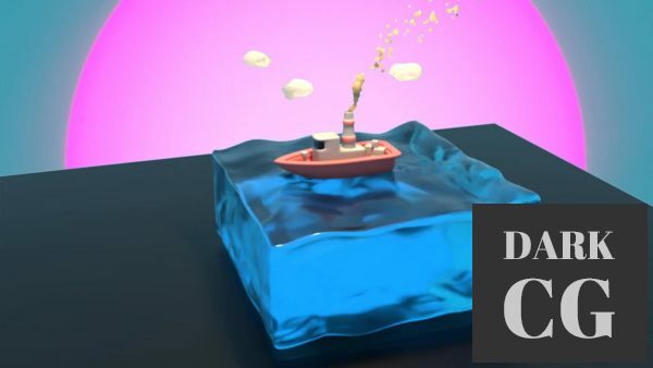 Cinema 4D Design Animated Boat floating on water Surface