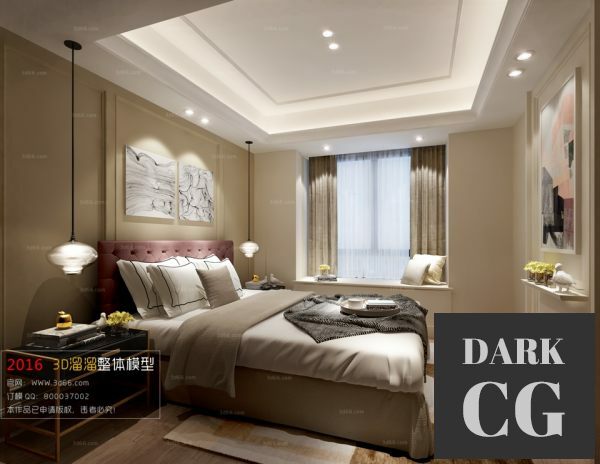 3D Scene Modern Style Bedroom Interior 56