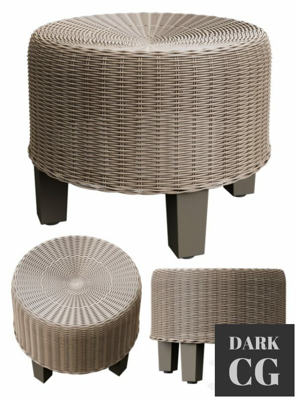 3D Model Wicker ottoman Ikea Sky