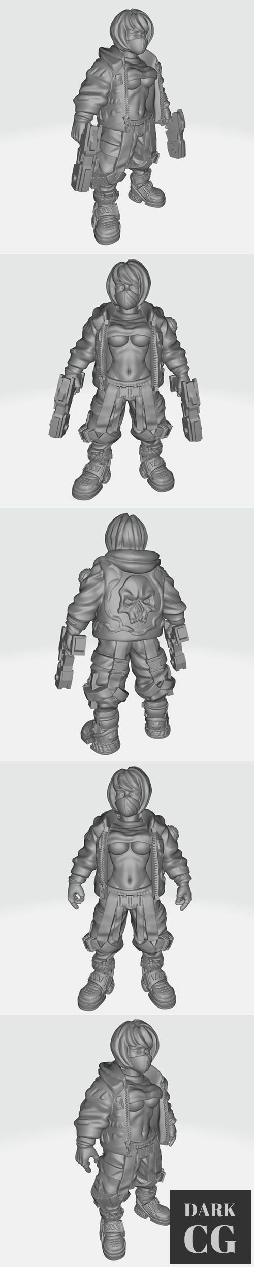 3D Model Cosplayer Girl A2 Standing Double Handgun 3D Print