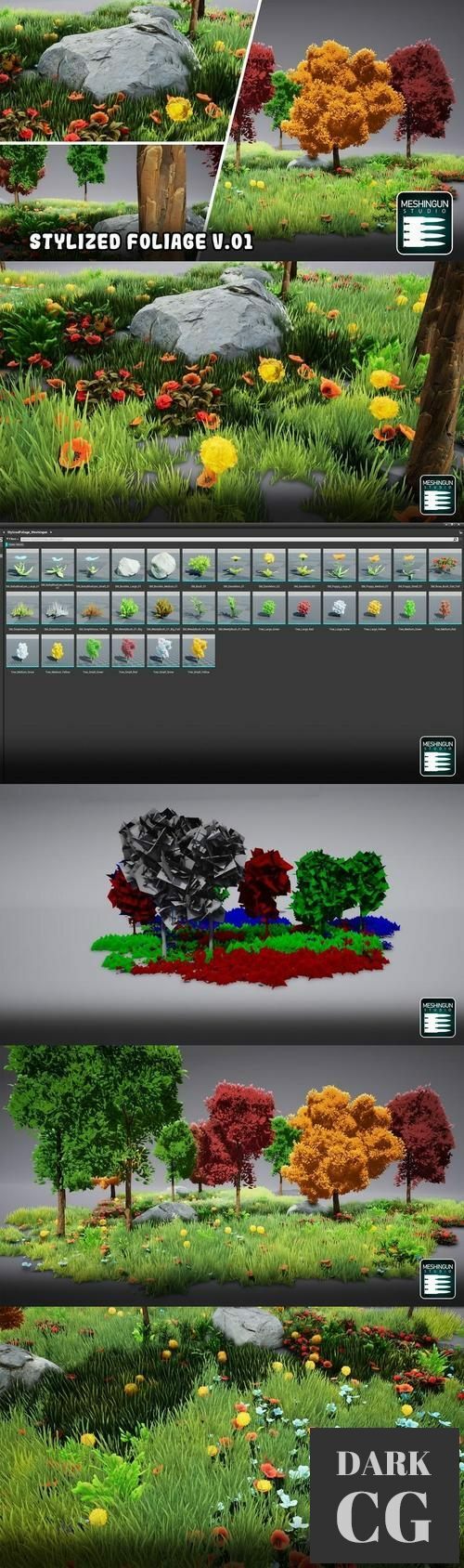 Unreal Engine – Stylized Foliage Pack V.01 - Meshingun Studio