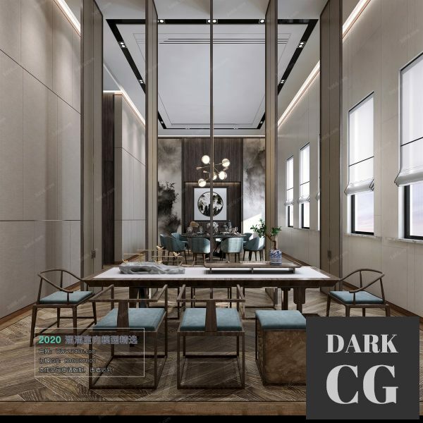3D Scene Dining Interior C018 Chinese style Vray