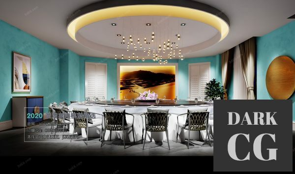 3D Scene Dining Interior J001 Mix style Vray