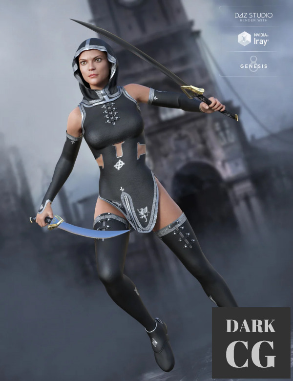 Daz3D, Poser: Templar Huntress Outfit for Genesis 8 Female(s)