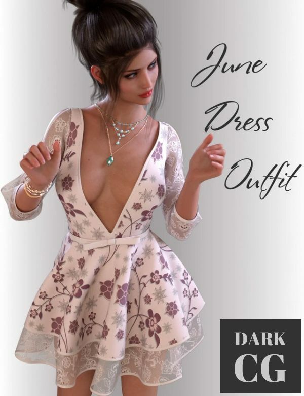 Daz3D, Poser: dForce June Holiday Dress Outfit for Genesis 8 Female(s)