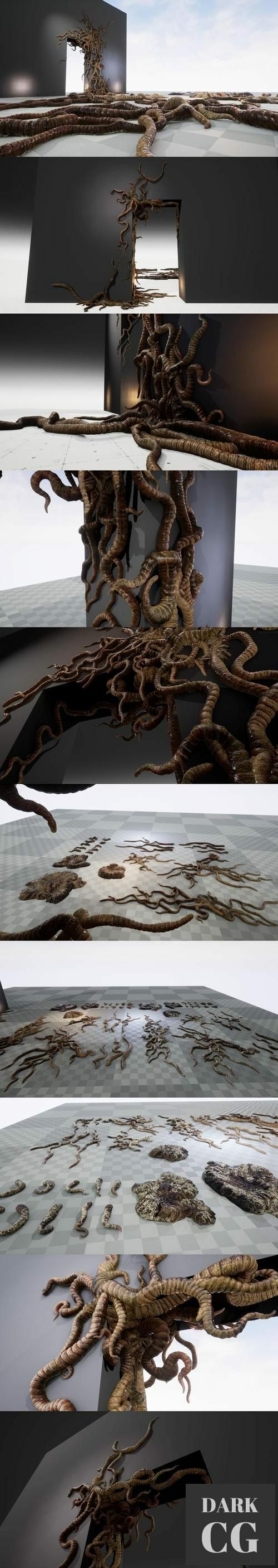 Unreal Engine Alien Tendrils 22 Types AssetKit PBR