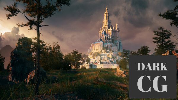 3D c4d octane Forest fantasy castle scene