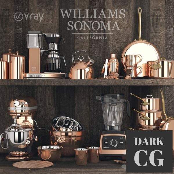 3D Model Williams Sonoma Copper Set