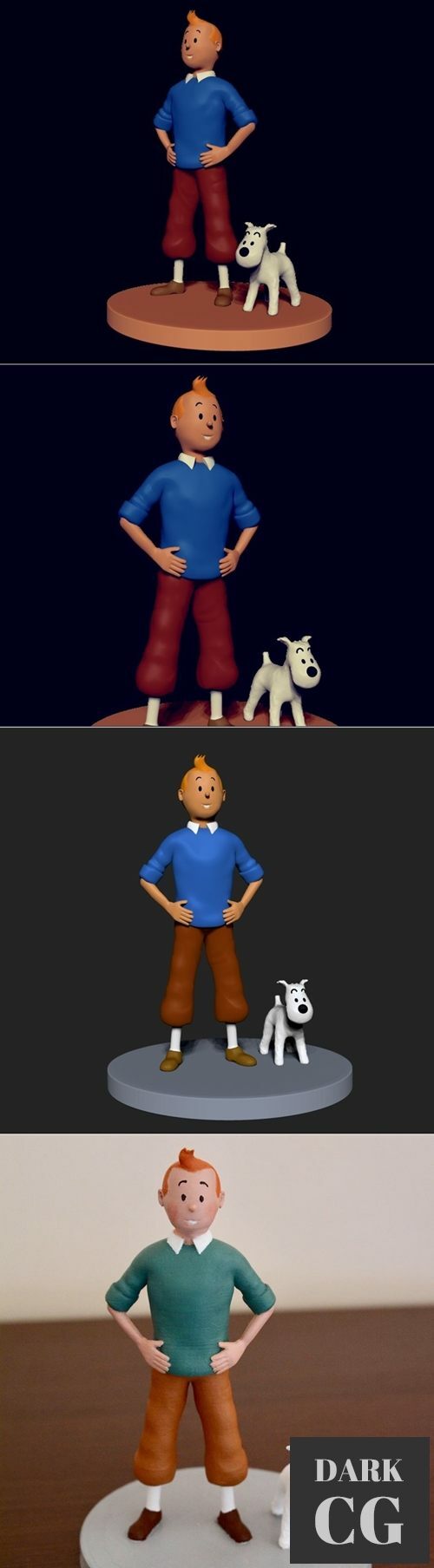 Tintin, Milou and their base – 3D Print