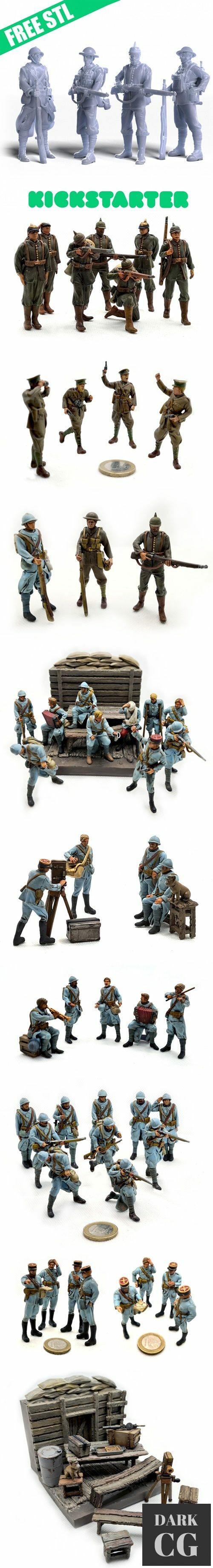 Total war 1915 - Free WW1 soldiers (French, UK, US, German) – 3D Print