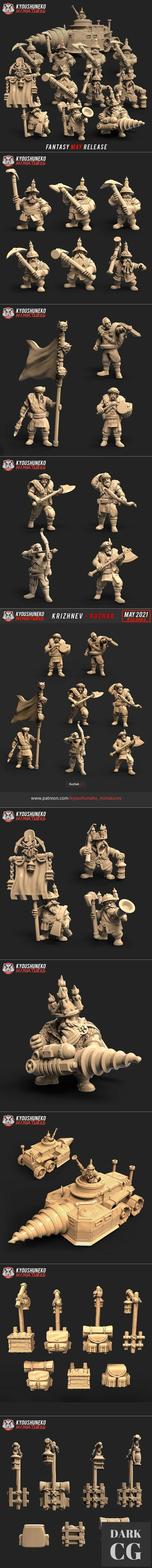 Kyoushuneko Miniatures Dwarf Miners & Kuzhak – 3D Print