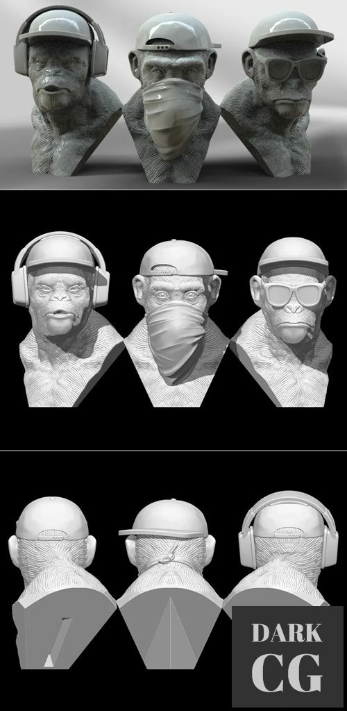 3 Wise Monkeys – 3D Print