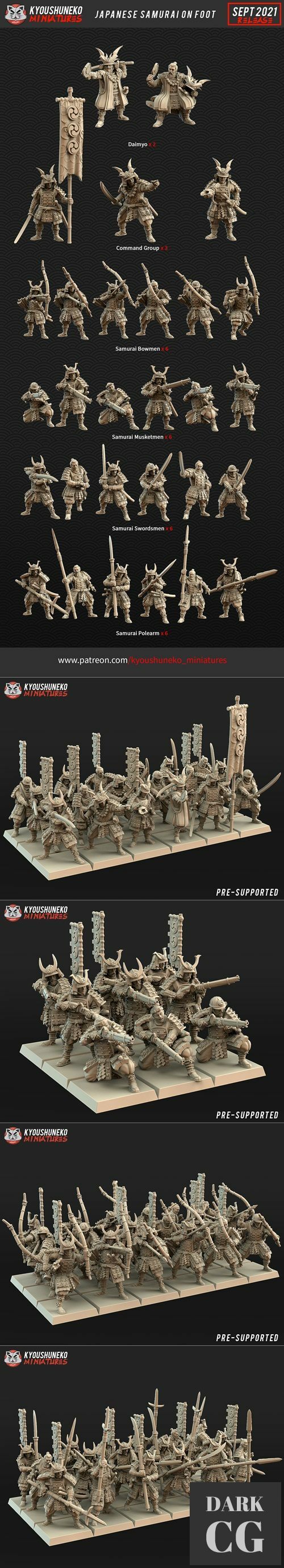 Kyoushuneko Miniatures Fantasy Japanese Samurai on Foot – 3D Print