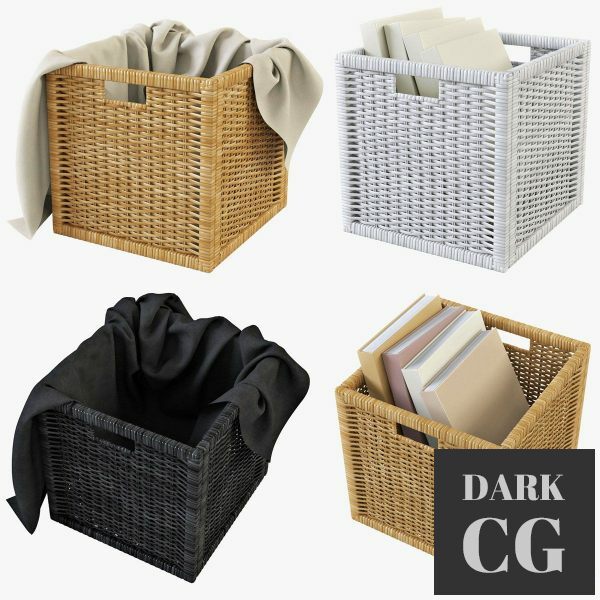 3D Model Rattan Basket Ikea Branas