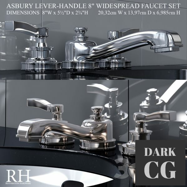 3D Model ASBURY LEVER HANDLE 8 WIDESPREAD FAUCET SET