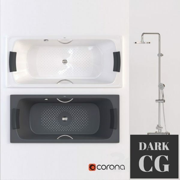 3D Model Bath Roca Lun and Shower set Victoria T