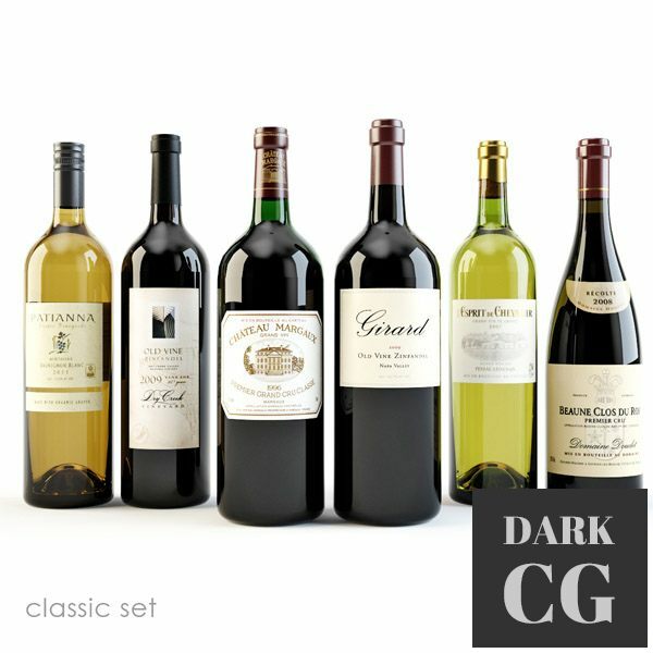 3D Model Bottles of wine Classic