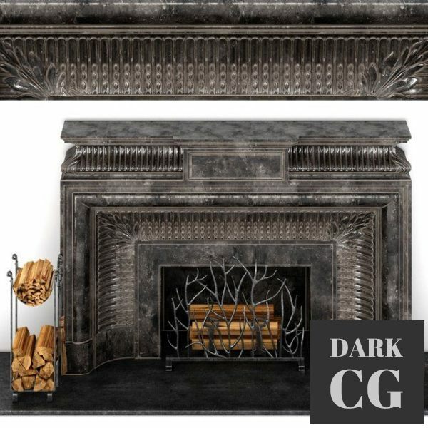 3D Model Fireplace with tools