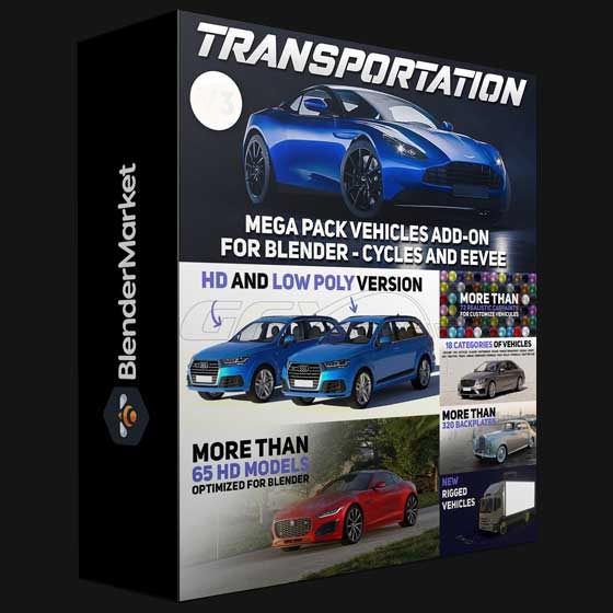 Blender Market Transportation Car and Vehicle Rigged Library Add on v4