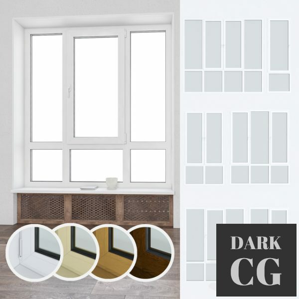 3D Model Set of plastic windows 05