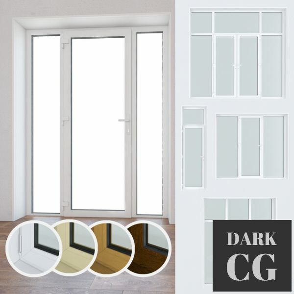 3D Model Set of plastic windows and doors 10