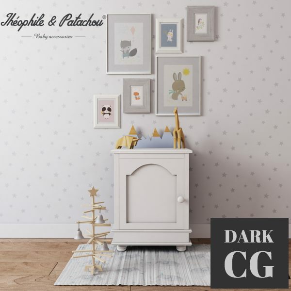 3D Model Set for children pedestal Theophile Patachou