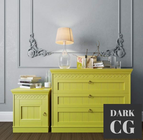 3D Model Sideboard with decor set
