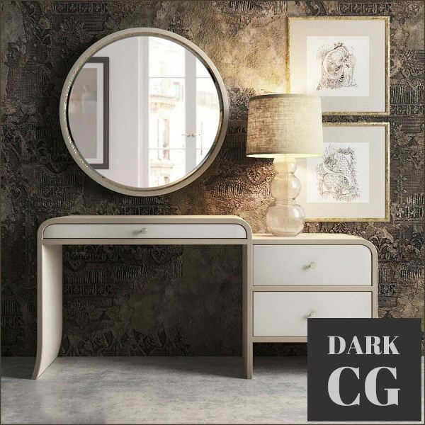 3D Model Sideboard with table lamp and mirror