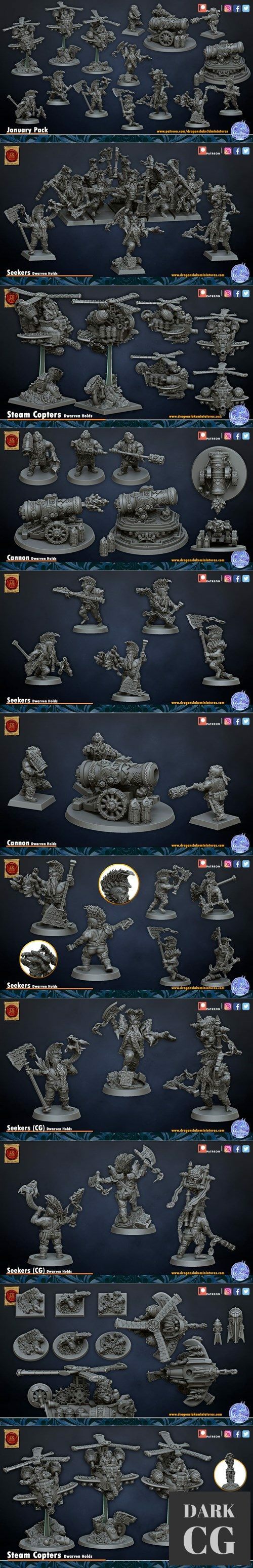 Dragon's Lake Miniaturas Dwarf's January Pack 2022 – 3D Print