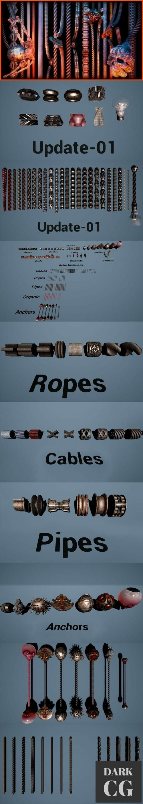 Unreal Engine Blueprint Rope Cutting System and Meshes Cable Physics Destruction
